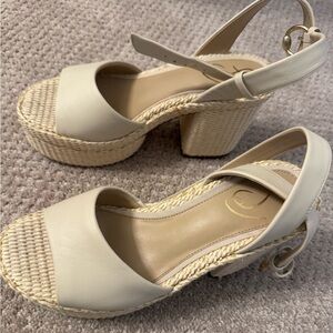 Womens Ivory Platform Wedge Sandals - Sam Edelman